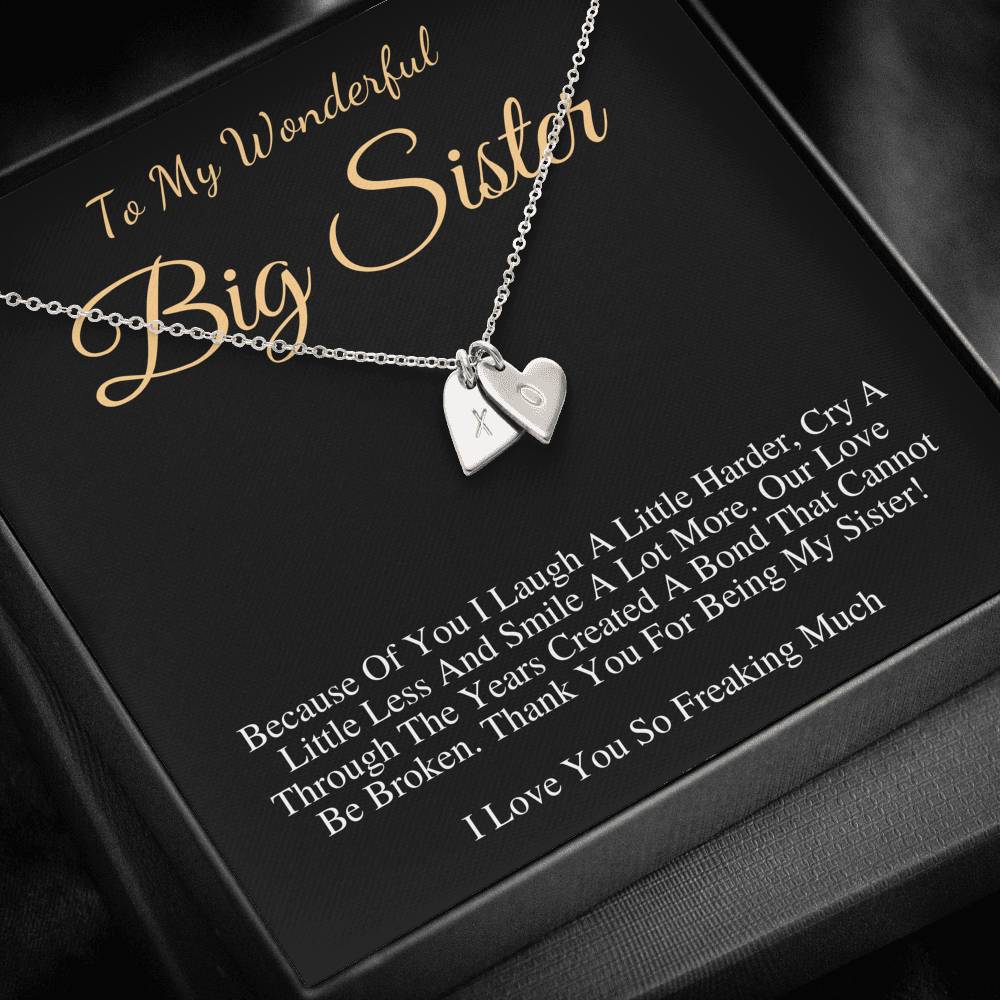 Big Sister Custom Necklace | birthday gift for big sister, sisters Initial heart necklace gift, personalized big sister Christmas gift #0561