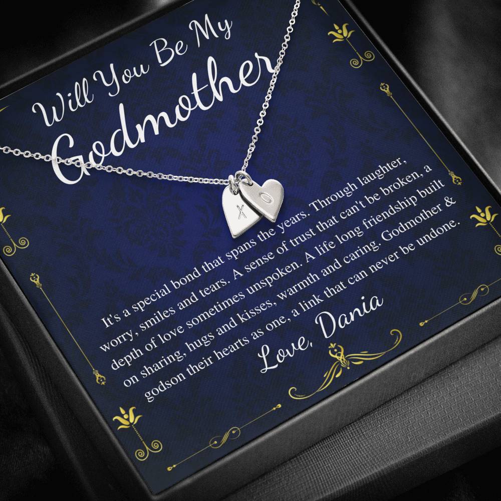 Godmother Proposal | Will You Be My Godmother | Gift for Godmother Necklace | From Godson | Godmother Necklace Godson | Initial Heart #0708
