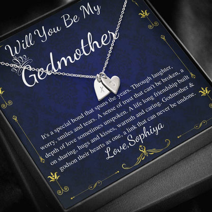 Godmother Proposal | Will You Be My Godmother | Gift for Godmother Necklace | From Godson | Godmother Necklace Godson | Initial Heart #0708 new