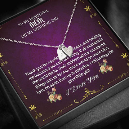 Initial Heart Necklace To My Mom On My Wedding Day Mother Of The Bride Necklace From Bride Gift From Bride To Mother Gift From Bride #0036