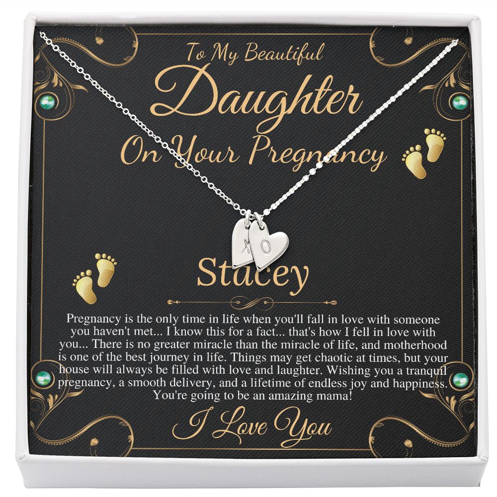 Pregnant Daughter Gift From Mother, First Time Mom Gift For Daughter, Congratulations Pregnancy Gift, New Mom Necklace, Initial Heart #0210 stacey