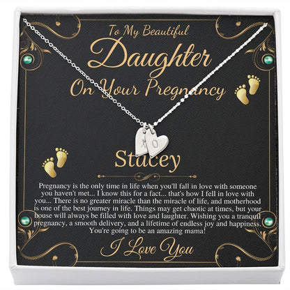 Pregnant Daughter Gift From Mother, First Time Mom Gift For Daughter, Congratulations Pregnancy Gift, New Mom Necklace, Initial Heart #0210 stacey