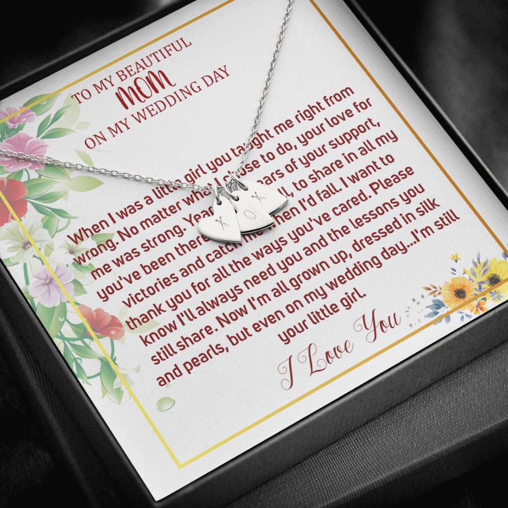 Initial Heart Necklace To My Mom On My Wedding Day Mother Of The Bride Necklace From Bride Gift From Bride To Mother Gift From Bride #0035