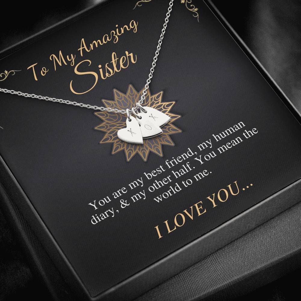 Amazing Sister Necklace Christmas Gift, Gift For Sister Birthday, Expecting Mom, Best Friend, Graduation Gift, Bride, Initial Heart #0546