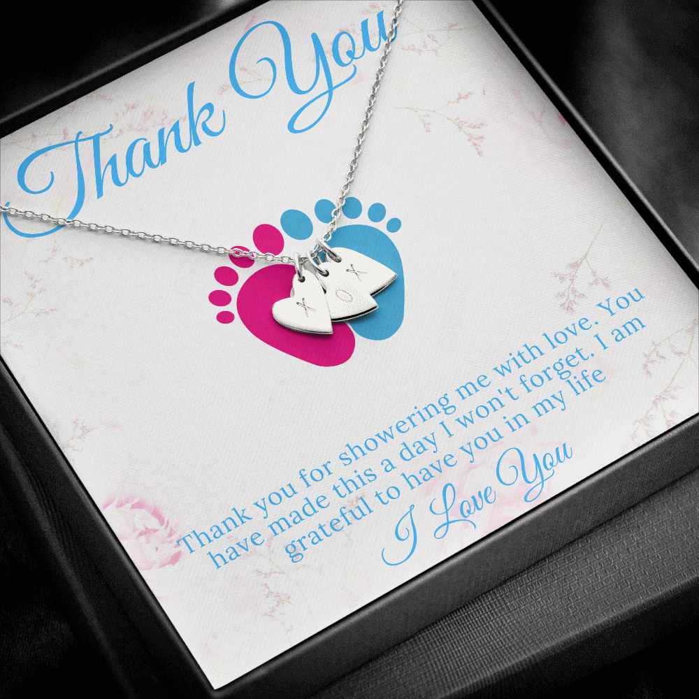 Baby Shower Hostess Gift, Baby Name Necklace, Baby Boy Shower Hostess Thank You Gift, Baby Girl Shower Host Gifts, Initial Heart #0201