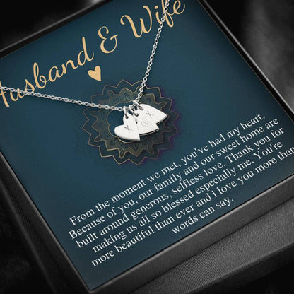 Husband and Wife Necklace, Wife Gift, Anniversary Gift, Mother's Day Gift from Husband,Wife Birthday Gift,Christmas Gift,Initial Heart #0604
