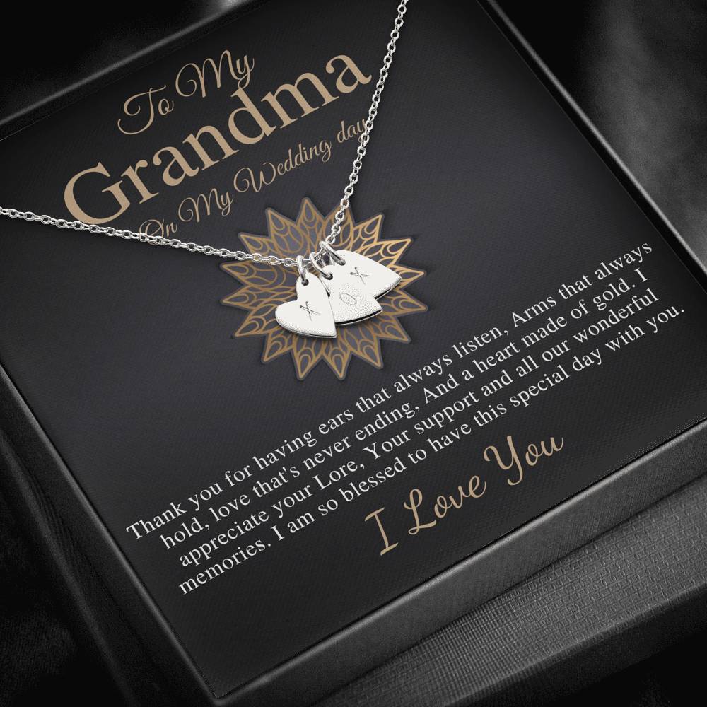 Initial Heart,Grandmother of the Groom Gift Necklace,Groom's Grandma Wedding Necklace,Thank You Gift For Grandma,Rehearsal Dinner Gift #0182