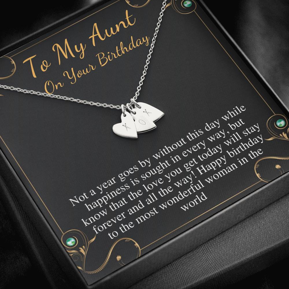 Aunt Birthday Gift, Aunt Birthday Necklace, Aunt Necklace or Bracelet, Happy Birthday Aunt, Message Card Quote, Birthday Initial Heart #0713