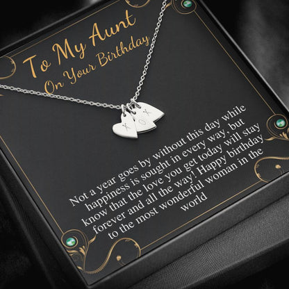 Aunt Birthday Gift, Aunt Birthday Necklace, Aunt Necklace or Bracelet, Happy Birthday Aunt, Message Card Quote, Birthday Initial Heart #0713