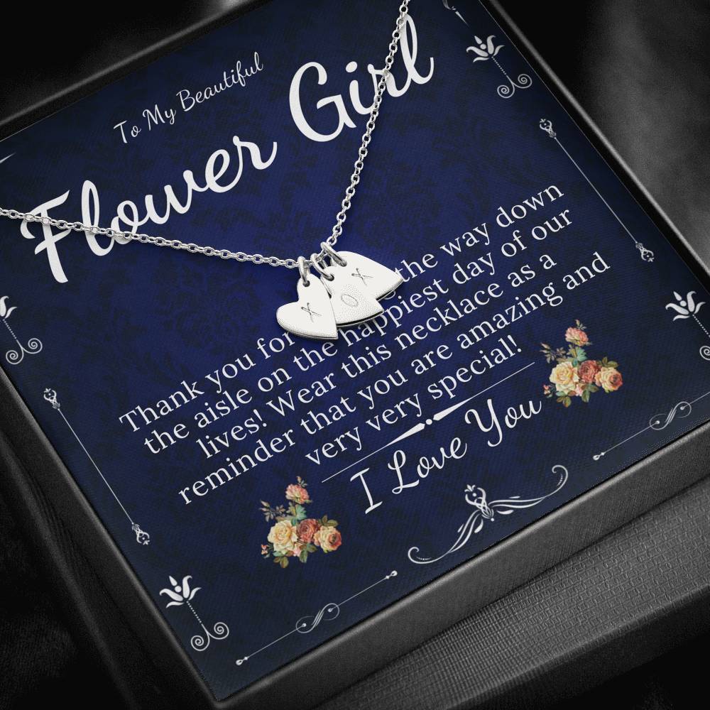 Initial Heart, Flower Girl Gift, Flower Girl Necklace, Be My Flower Girl Gift, Flower Girl Proposal, Junior Bridesmaid Wedding Gift #0149