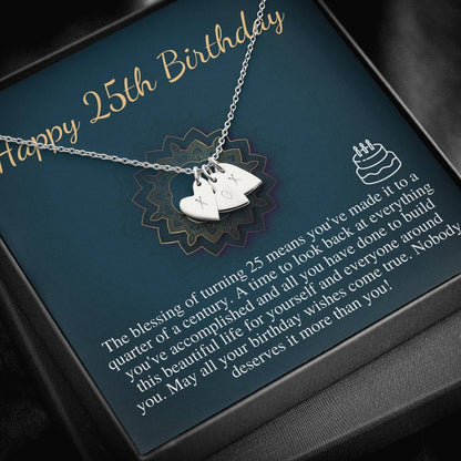 25th Birthday Gift Necklace For Her: Twentyfifth Birthday Gift, Jewelry Gift For Her, 25th Birthday Necklace For Her,Initial Heart #0669