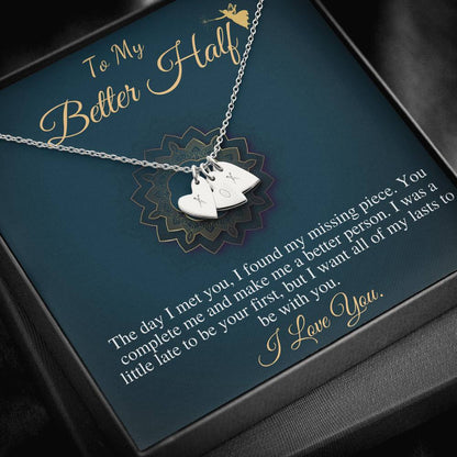 To My Better Half Necklace, You Are My Better Half, Romantic Love Gift, Love Gifts For Girlfriend, Necklace For Wife, Initial Heart #0616