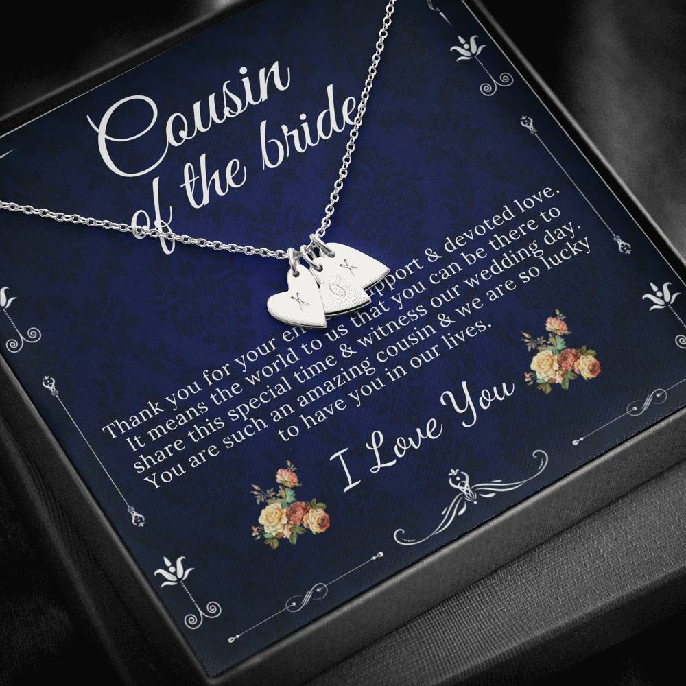 Initial Heart, Necklace Wedding Gift From Bride And Groom, Cousin Wedding Jewelry Gift, Gift For Cousin On Our Wedding Day From Groom #0145