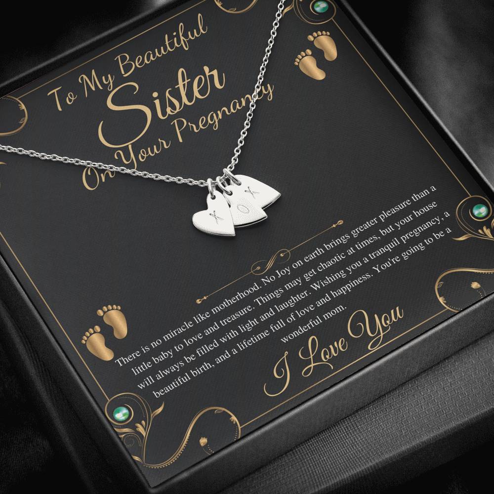 Pregnant Sister Gift For First Time Mom Gift, Pregnancy Necklace For Big Sister Reveal, Congratulations Pregnancy Gift,Initial Heart #0192 new