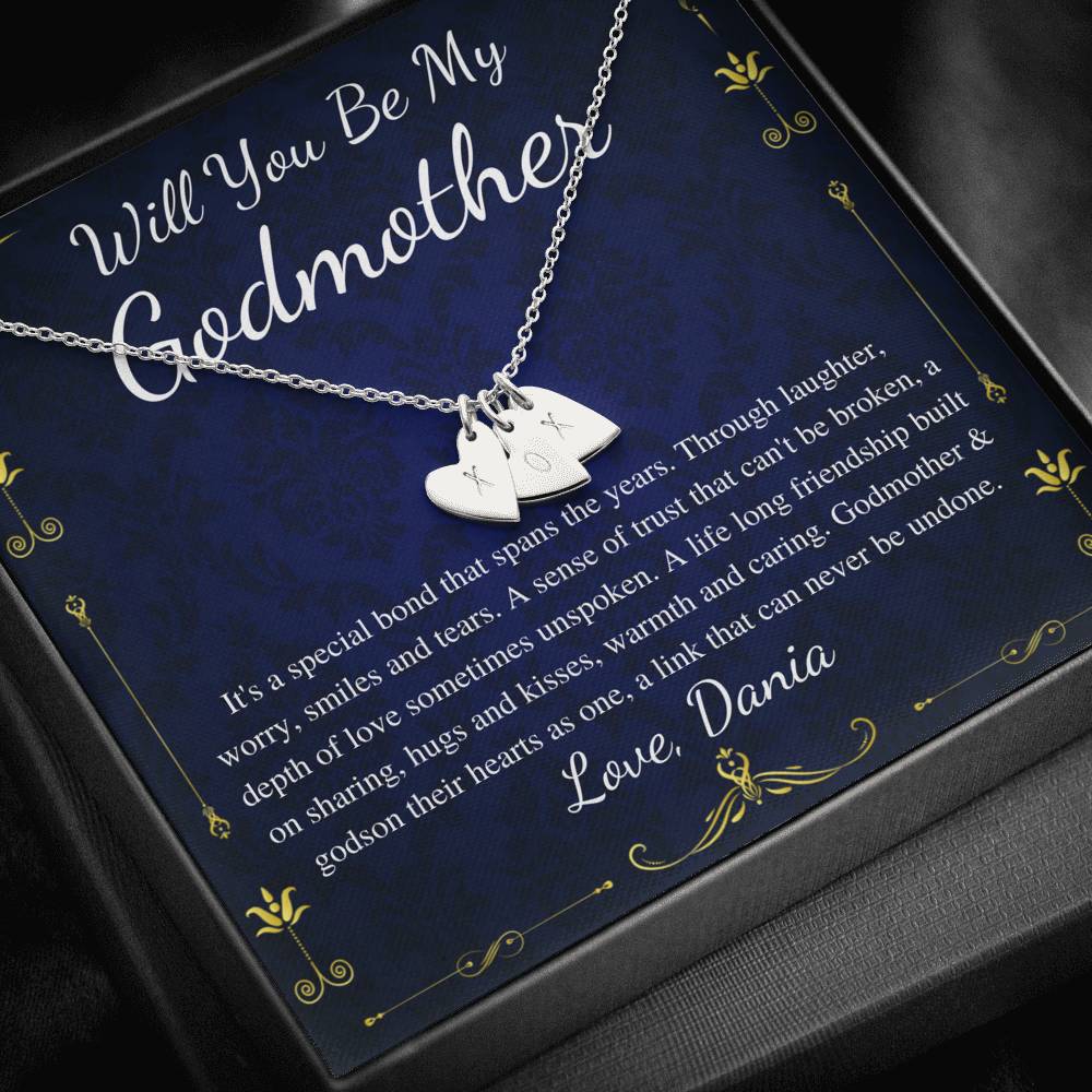Godmother Proposal | Will You Be My Godmother | Gift for Godmother Necklace | From Godson | Godmother Necklace Godson | Initial Heart #0708