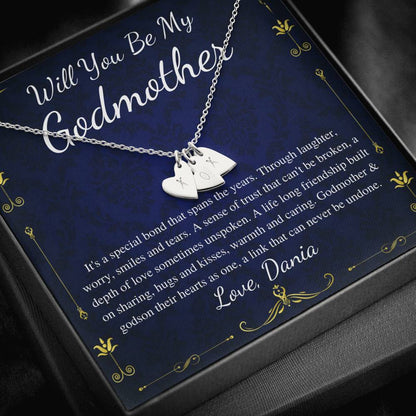Godmother Proposal | Will You Be My Godmother | Gift for Godmother Necklace | From Godson | Godmother Necklace Godson | Initial Heart #0708