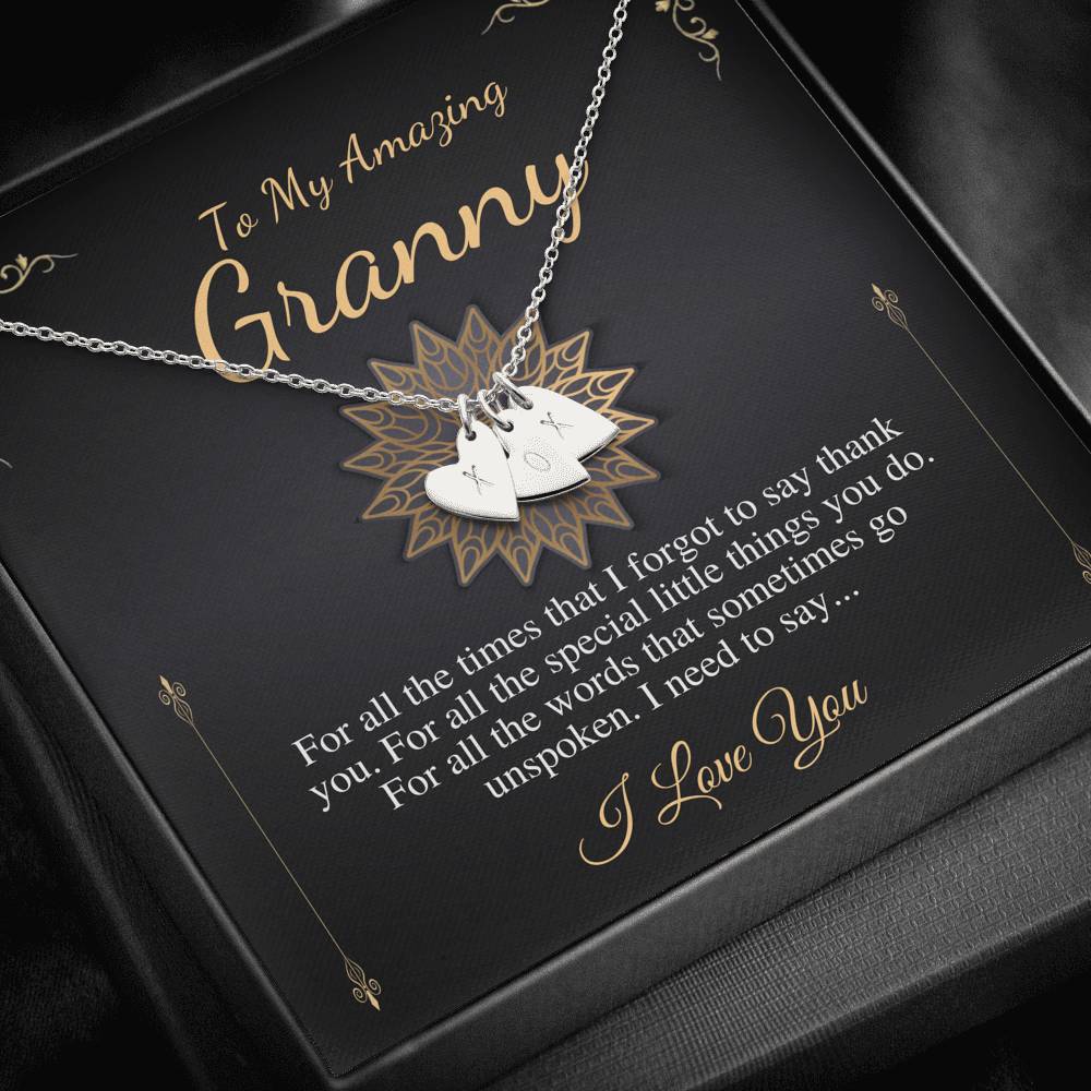 Grandmother & Granddaughter Necklace, Grandma Gift, From Granddaughter, Jewelry for Granny, Grandmother Birthday Gift, Initial Heart #0481