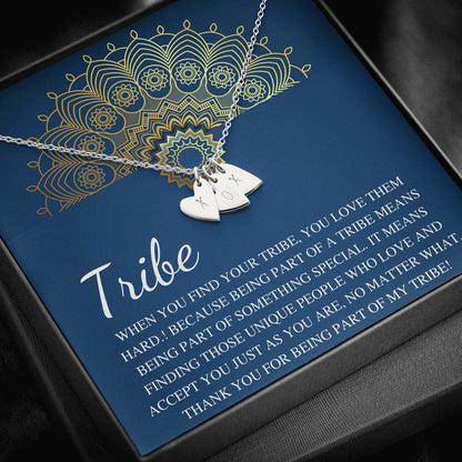 My Tribe Necklace, Best Friend Gift Celebrate Friendship Love My Bride Tribe Jewelry Tribal Necklace Sorority Sister, Initial Heart #0596