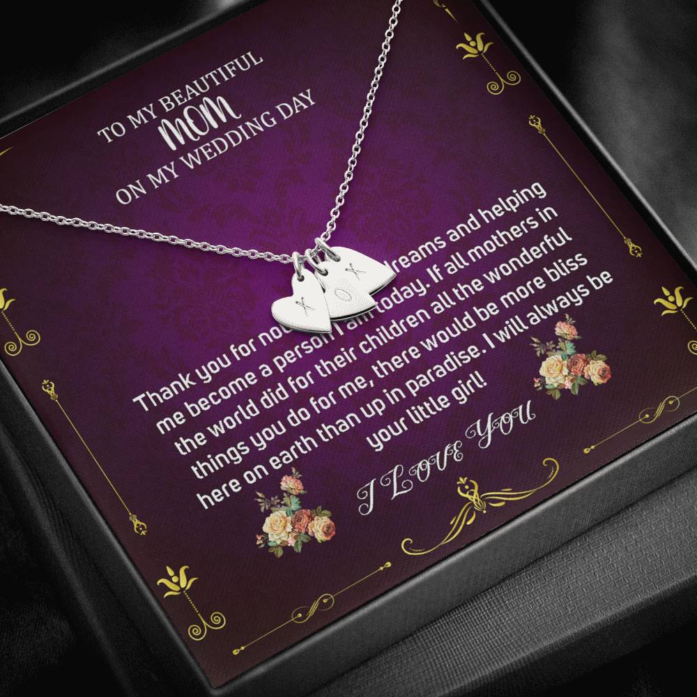 Initial Heart Necklace To My Mom On My Wedding Day Mother Of The Bride Necklace From Bride Gift From Bride To Mother Gift From Bride #0036