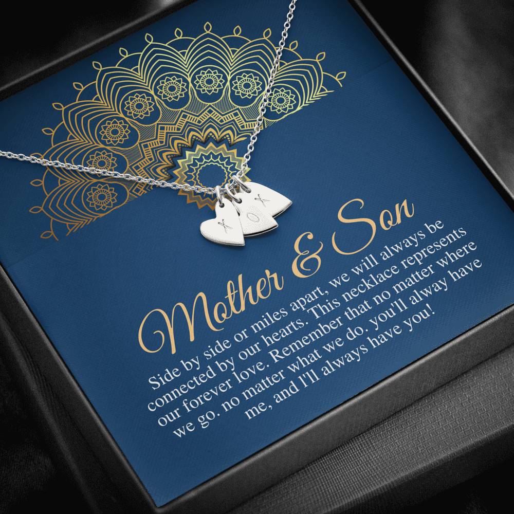 Gift for mom from Son - Mother Son necklace, Son gift to mom mothers day gift, Mom Birthday Gift, Thankyou mom necklace, Initial Heart #0483