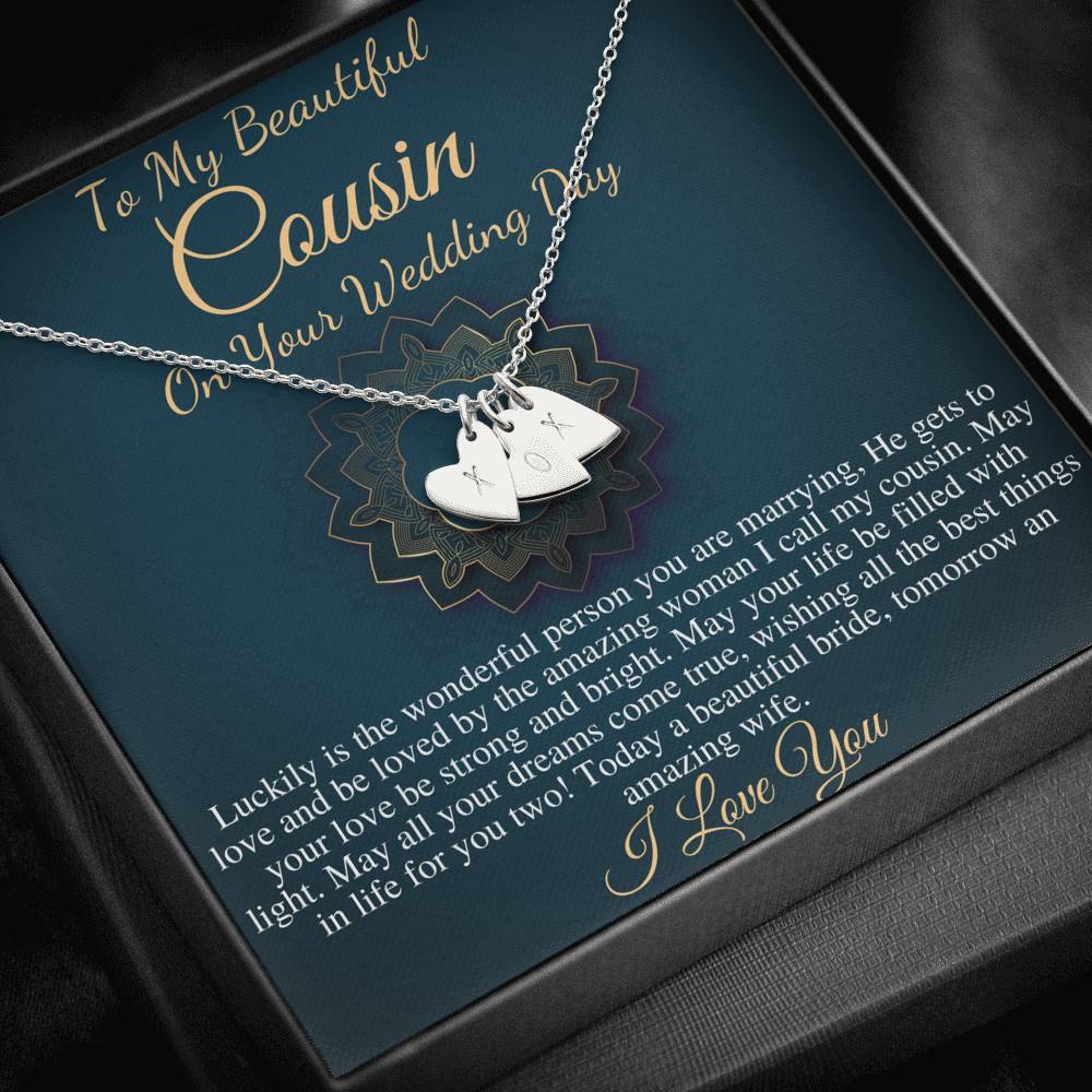 Wedding Gift For My Cousin, Cousin Wedding Day Gift, Bride Necklace Gift For Cousin, Cousin Gifts, Wedding Initial Jewelry From Cousin #0111