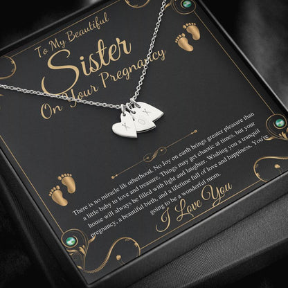 Pregnant Sister Gift For First Time Mom Gift, Pregnancy Necklace For Big Sister Reveal, Congratulations Pregnancy Gift,Initial Heart #0192