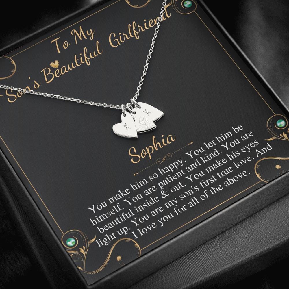 Son's Girlfriend's Birthday Gift, Necklace For Son's Girlfriend, Bday Gift For Son's Girlfriend, Bonus Daughter,From Dad Initial Heart #0531