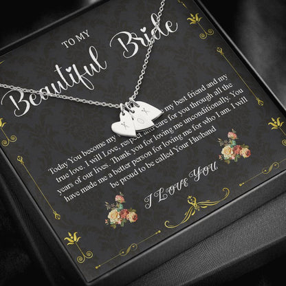 Initial Heart Necklace To My Bride Gift From Groom Wedding Day Gift For Bride From Groom From Groom To Future Wife Gift On Wedding Day #0052