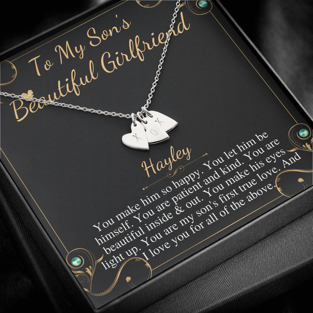 Son's Girlfriend's Birthday Gift, Necklace For Son's Girlfriend, Bday Gift For Son's Girlfriend, Bonus Daughter,From Dad Initial Heart #0531 hayley