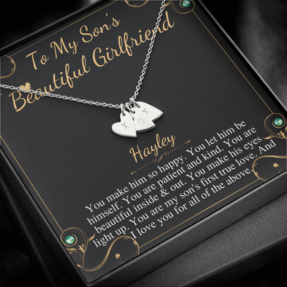 Son's Girlfriend's Birthday Gift, Necklace For Son's Girlfriend, Bday Gift For Son's Girlfriend, Bonus Daughter,From Dad Initial Heart #0531 hayley