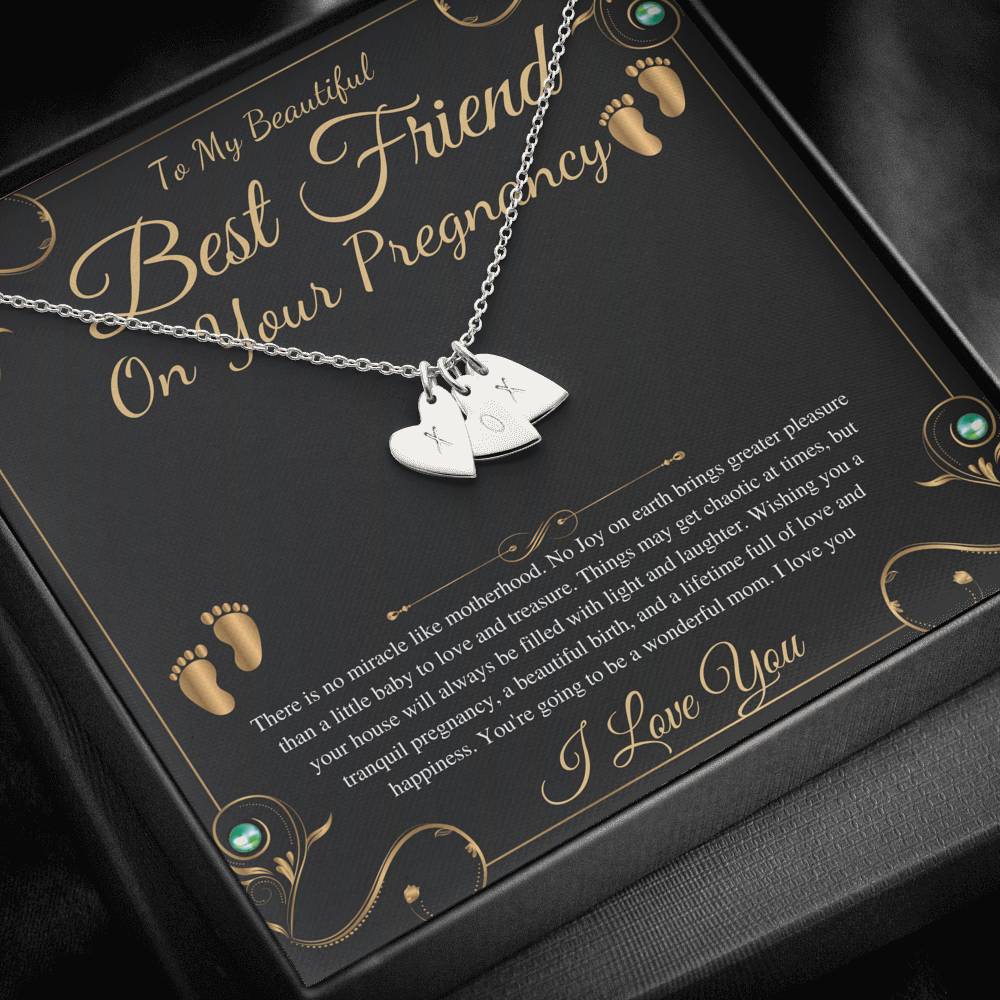 Best Friend Gift On Pregnancy, Pregnant Friend Gift For Best Friend Baby,Soon To Be Mom Gift, Friend Pregnancy Necklace, Initial Heart #0220