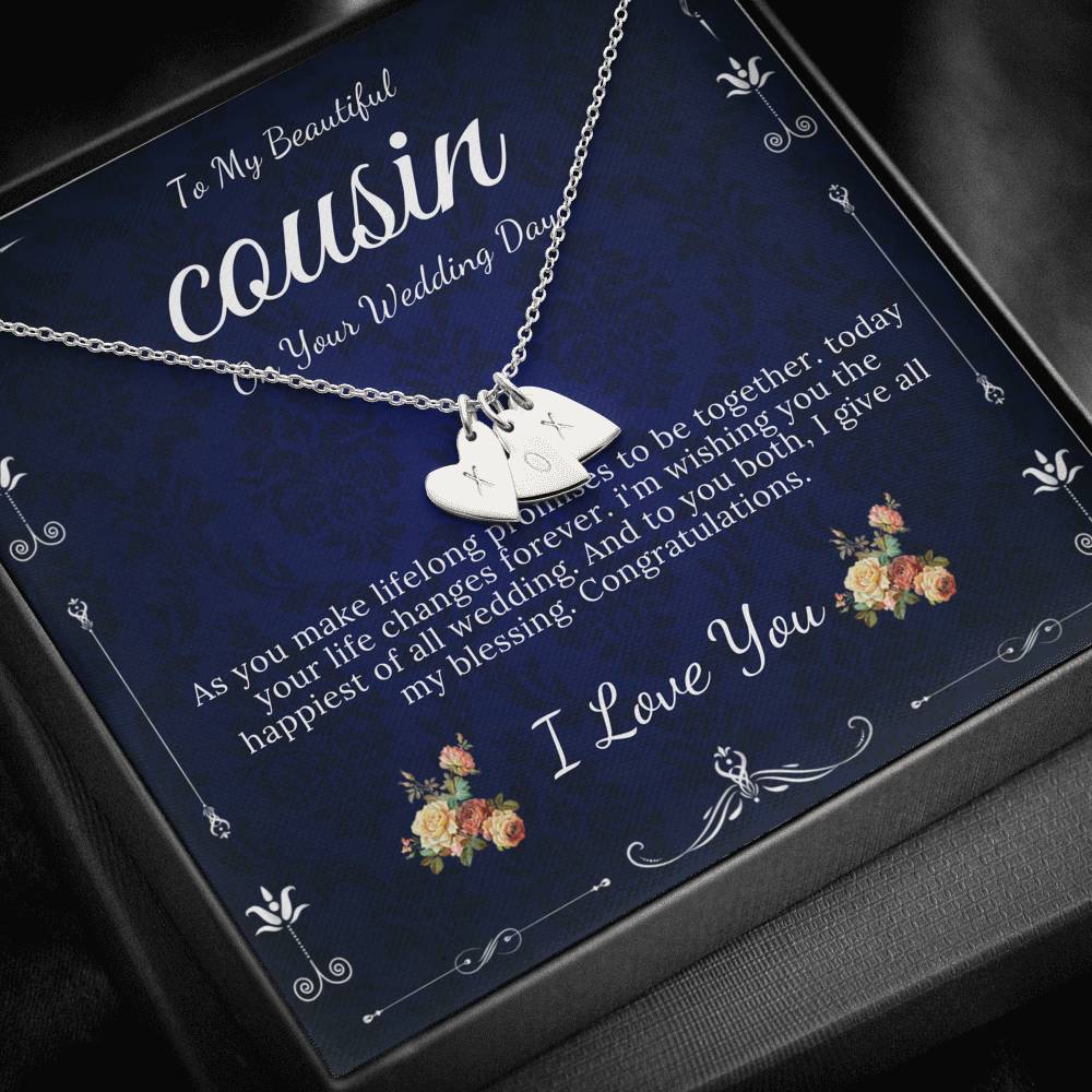 Initial Heart Gift For Cousin Wedding Gift For My Cousin Gift For Cousin Wedding Day Bride Gift From Cousin Necklace Bride necklace  #0112
