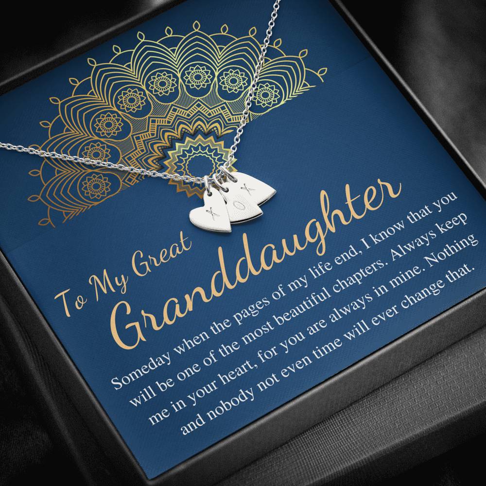 To My Great Granddaughter Gift For Great Granddaughter Birthday Necklace From Great Grandma/Great Grandpa,Christmas Gift Initial Heart #0525