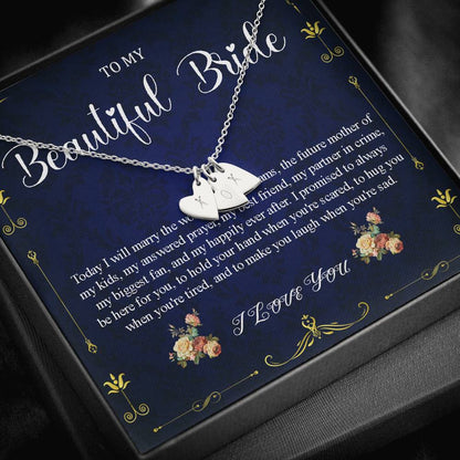 Initial Heart Necklace To My Bride Gift From Groom Wedding Day Gift For Bride From Groom From Groom To Future Wife Gift On Wedding Day #0051
