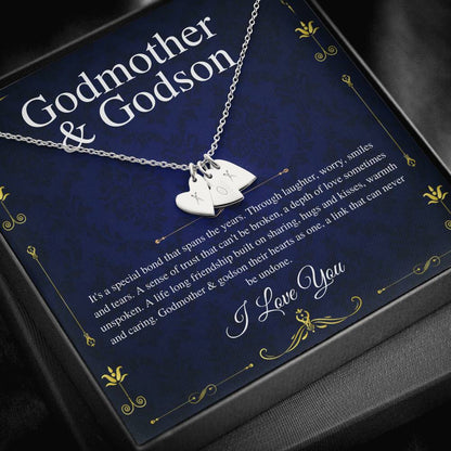 Godmother & Godson Necklace, Gift for Godmother from Godson,Will You Be My Godmother Gift Card, Jewelry for Godmother,Initial Heart0224