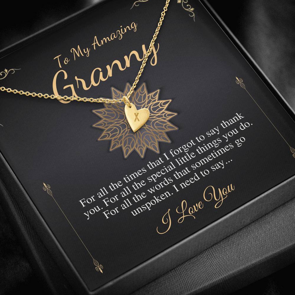 Grandmother & Granddaughter Necklace, Grandma Gift, From Granddaughter, Jewelry for Granny, Grandmother Birthday Gift, Initial Heart #0481