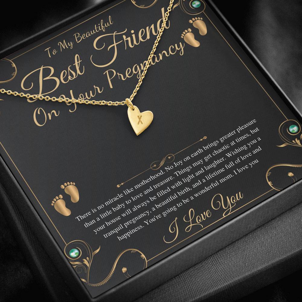 Best Friend Gift On Pregnancy, Pregnant Friend Gift For Best Friend Baby,Soon To Be Mom Gift, Friend Pregnancy Necklace, Initial Heart #0220