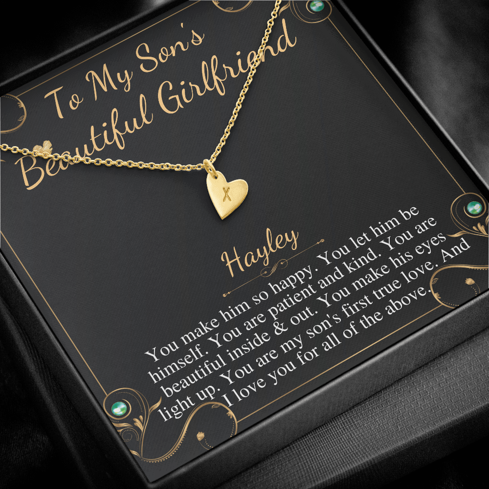 Son's Girlfriend's Birthday Gift, Necklace For Son's Girlfriend, Bday Gift For Son's Girlfriend, Bonus Daughter,From Dad Initial Heart #0531 hayley