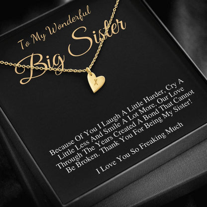 Big Sister Custom Necklace | birthday gift for big sister, sisters Initial heart necklace gift, personalized big sister Christmas gift #0561