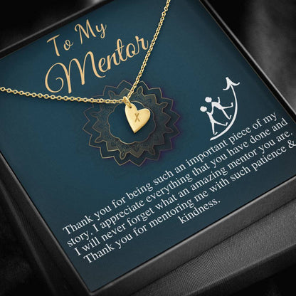Mentor Gift Necklace, Mentor Thank You, Mentor Appreciation, Advisor, Colleague,Protege,Life Coach,Mentor Christmas Gift Initial Heart #0698