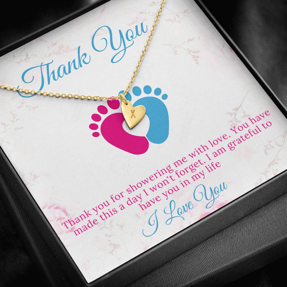 Baby Shower Hostess Gift, Baby Name Necklace, Baby Boy Shower Hostess Thank You Gift, Baby Girl Shower Host Gifts, Initial Heart #0221