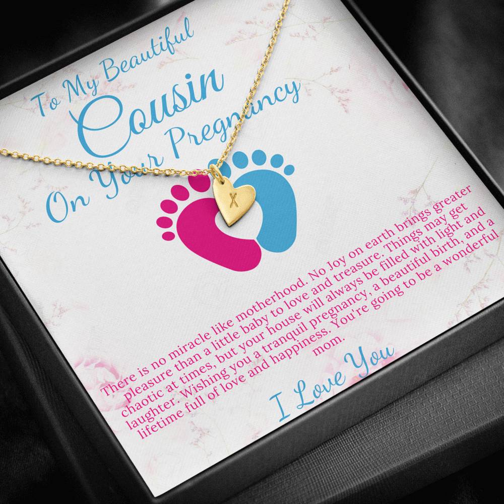 Cousin Pregnancy Announcement Gift, Cousin Pregnancy Gift For Cousin Baby Shower Gift For Mom To Be, Expecting Mom Gift, Initial Heart #0203