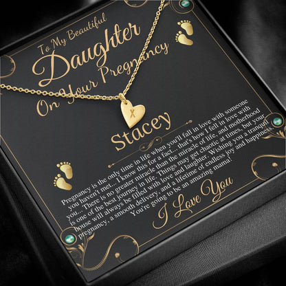 Pregnant Daughter Gift From Mother, First Time Mom Gift For Daughter, Congratulations Pregnancy Gift, New Mom Necklace, Initial Heart #0210 stacey
