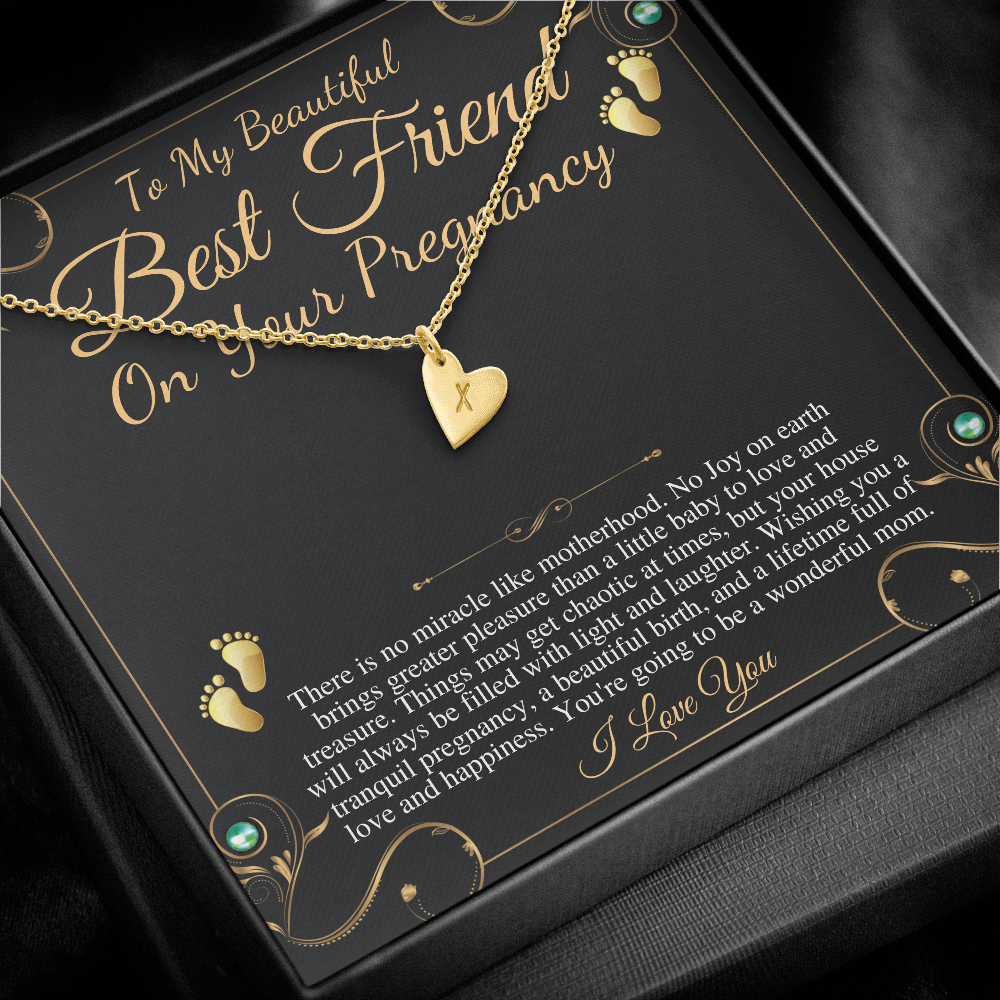 Best Friend Gift On Pregnancy, Pregnant Friend Gift For Best Friend Baby,Soon To Be Mom Gift, Friend Pregnancy Necklace, Initial Heart #0220 big words
