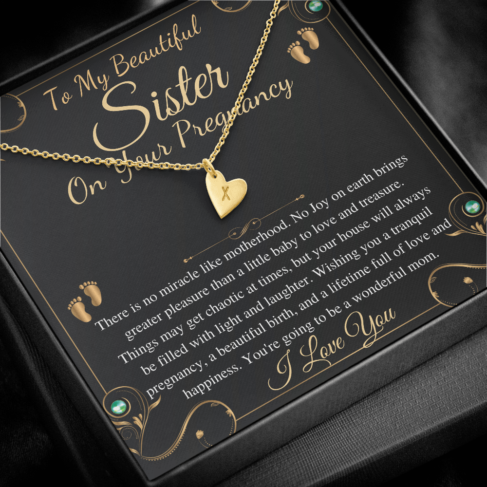 Pregnant Sister Gift For First Time Mom Gift, Pregnancy Necklace For Big Sister Reveal, Congratulations Pregnancy Gift,Initial Heart #0192 new big lines