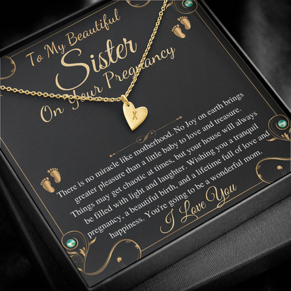 Pregnant Sister Gift For First Time Mom Gift, Pregnancy Necklace For Big Sister Reveal, Congratulations Pregnancy Gift,Initial Heart #0192 new big lines