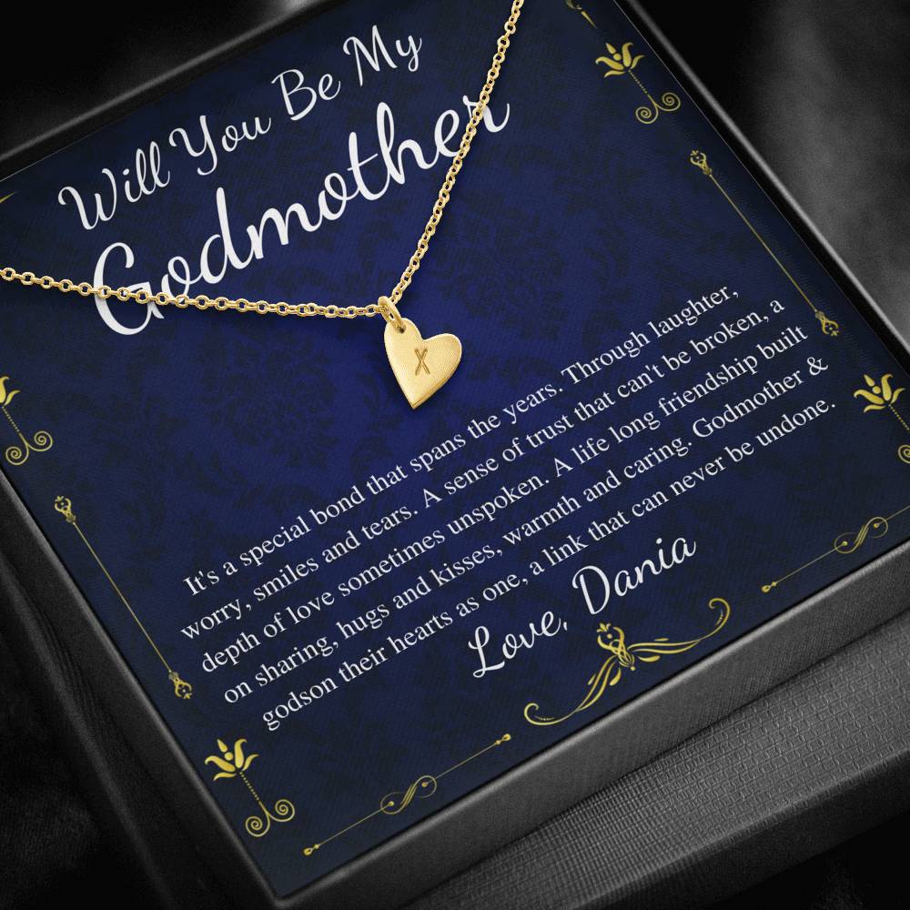 Godmother Proposal | Will You Be My Godmother | Gift for Godmother Necklace | From Godson | Godmother Necklace Godson | Initial Heart #0708