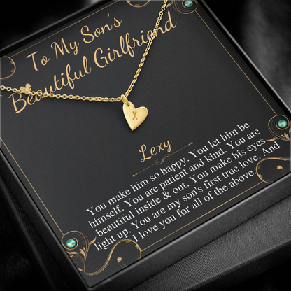 Son's Girlfriend's Birthday Gift, Necklace For Son's Girlfriend, Bday Gift For Son's Girlfriend, Bonus Daughter,From Dad Initial Heart #0531 Lexy