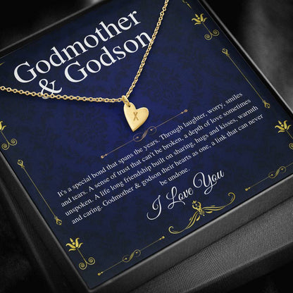 Godmother & Godson Necklace, Gift for Godmother from Godson,Will You Be My Godmother Gift Card, Jewelry for Godmother,Initial Heart0224