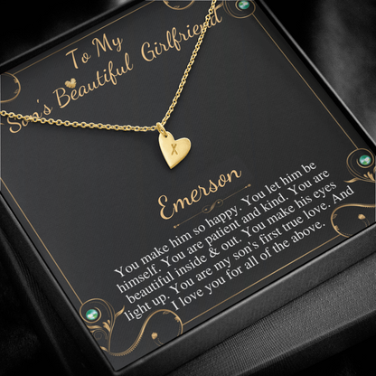 Son's Girlfriend's Birthday Gift, Necklace For Son's Girlfriend, Bday Gift For Son's Girlfriend, Bonus Daughter,From Dad Initial Heart #0531 emerson